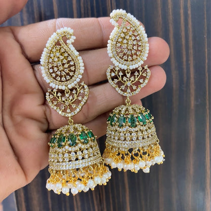 Sparkling American Diamond (AD) Jhumka Earrings