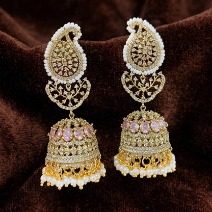 Sparkling American Diamond (AD) Jhumka Earrings