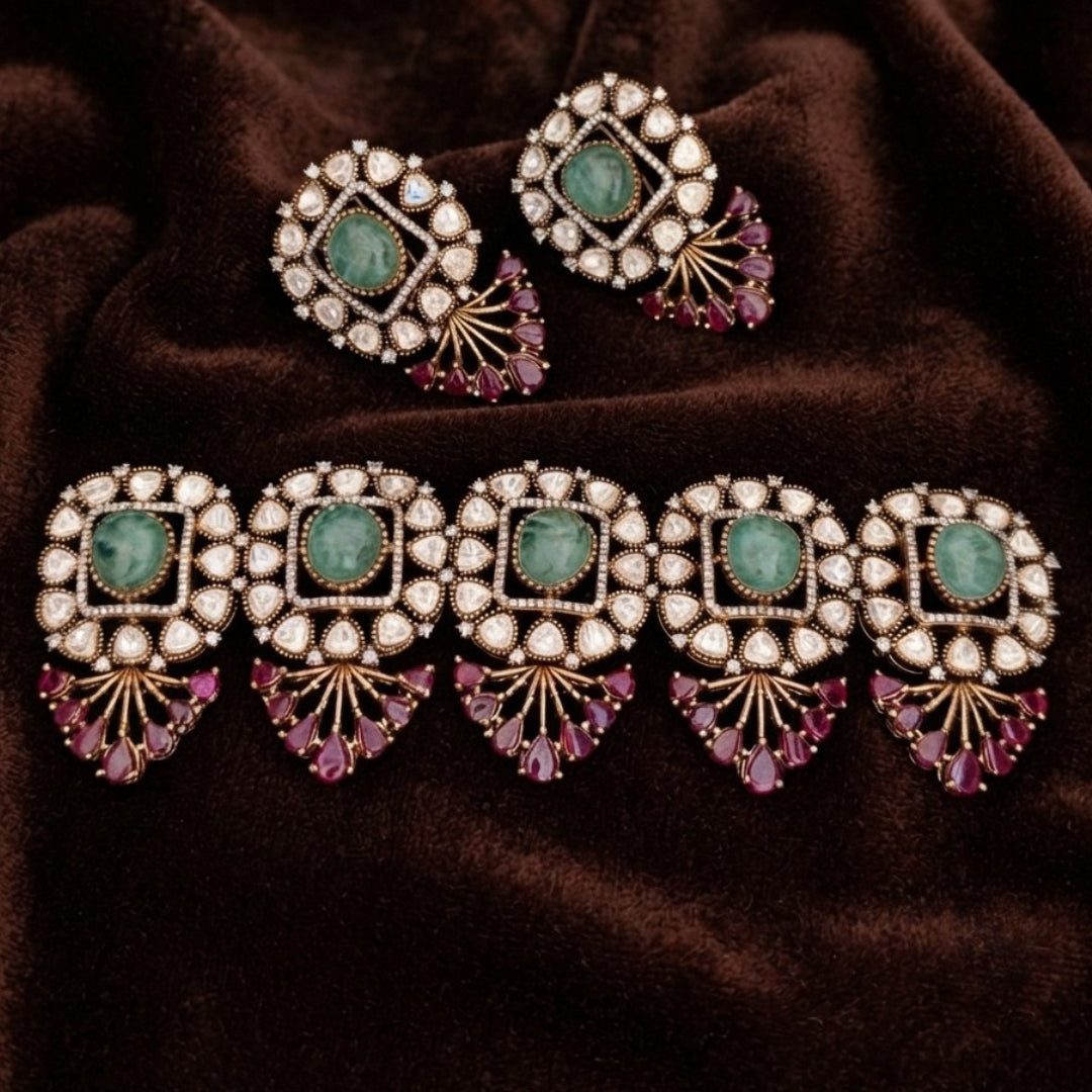 Square Medallion Kundan Choker