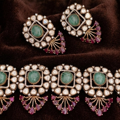 Square Medallion Kundan Choker