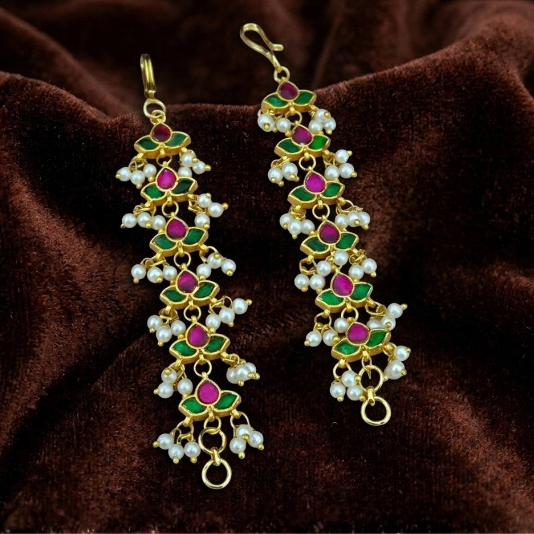 The Royal Ruby & Emerald Floral Ear Chain