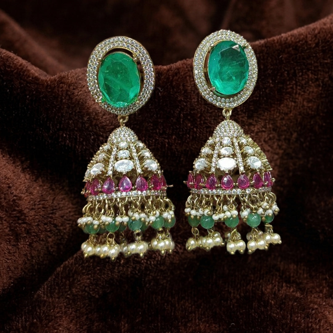 Victorian-Style Emerald and Ruby Earrings